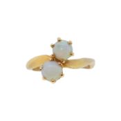 A two stone opal crossover ring,
