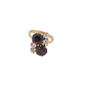 A garnet and cubic zirconia ring,