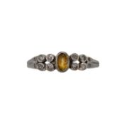 An 18ct gold citrine and diamond ring,