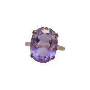 A 9ct gold amethyst single stone ring,