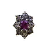 A ruby and diamond cluster ring,