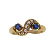 An 18ct gold sapphire and diamond ring,
