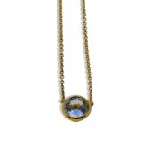 An 18ct gold aquamarine necklace,