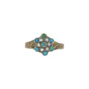 A Victorian turquoise and split pearl ring,
