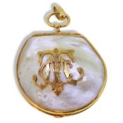A monogrammed mother of pearl locket,