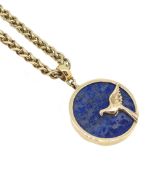 A 9ct gold Lapis Lazuli pendant and chain,