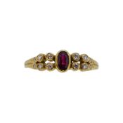 An 18ct gold ruby and diamond ring,