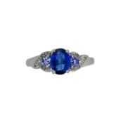 A 9ct gold kyanite, tanzanite and diamond ring,