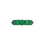 A 9ct gold five stone emerald ring,