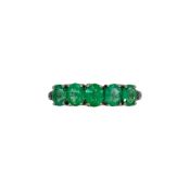 A 9ct gold five stone emerald ring,