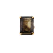 A 9ct gold smoky quartz ring,