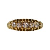 An 18ct gold five stone diamond ring,