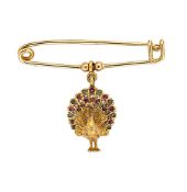 A gemset peacock brooch,