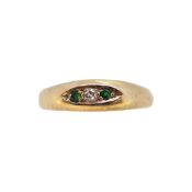 A 9ct gold emerald and diamond ring,