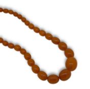 An amber bead necklace,
