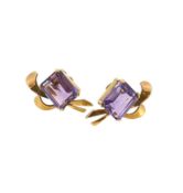 A pair of amethyst ear studs,