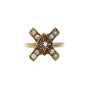 A diamond and pearl ring,