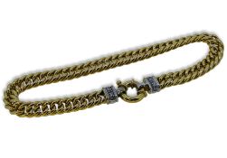 A 9ct gold diamond set curb link bracelet,