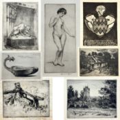 § A Collection Of Seven Etchings By Nathaniel Sparks RE (1880-1956)