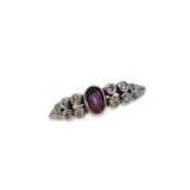 An 18ct gold amethyst and diamond ring,