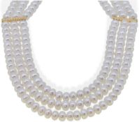 A three row cultured freshwater pearl necklace,