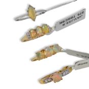 Four 9ct gold opal Gemporia rings, together with a pair of ear studs,