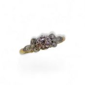 18ct gold diamond single stone ring,