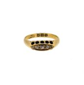 An 18ct gold five stone diamond ring,