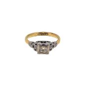 An illusion set diamond solitaire ring,