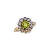 A peridot cluster ring,