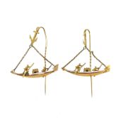 Two Chinese fishing boat stick pins,