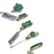 Five 9ct gold emerald Gemporia rings,