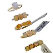 Five 9ct gold opal Gemporia rings,