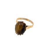 A single stone tiger's eye dress ring