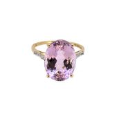 A 9ct gold kunzite and zircon cocktail style dress ring,