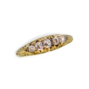 A diamond set carved half hoop ring,
