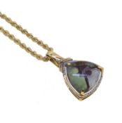 A 9ct gold aquaprase pendant and chain,