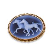 A 9ct gold Wedgwood brooch,