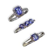 A group of 9ct gold Gemporia rings,