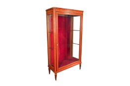 A SHERATON REVIVAL SATINWOOD AND MAHOGANY INLAID DISPLAY CABINET, LATE 19TH CENTURY