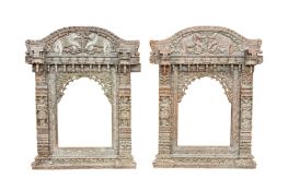 A PAIR OF CARVED INDIAN JHAROKHA FRAMES