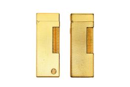 TWO DUNHILL GOLD PLATED ROLLAGAS LIGHTERS
