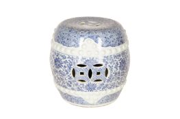 A CHINESE BLUE AND WHITE GARDEN SEAT