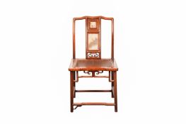 A CHINESE HARDWOOD CHAIR WITH MARBLE INSET PANELS, LATE 19TH CENTURY