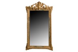 A 19TH CENTURY GILTWOOD OVERMANTEL MIRROR