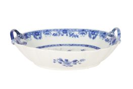 A CHINESE BLUE AND WHITE TWIN-HANDLED TRAY