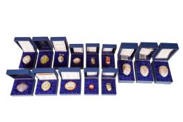 A CHINESE DISPLAY CABINET WITH A LARGE COLLECTION OF HALCYON DAYS ITEMS