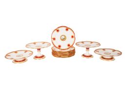 A LATE VICTORIAN MINTON DESSERT SERVICE EACH WITH A HAND PAINTED SCENE