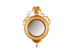 A REGENCY GILTWOOD CONVEX MIRROR