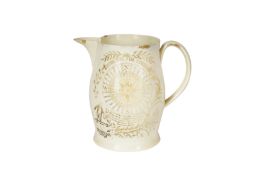A LIVERPOOL POTTERY CREAMWARE JUG, CIRCA 1800